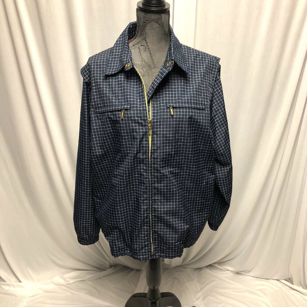 Catalina Jacket Womens Size Large Navy White Full Zip Pockets Lined Windbreaker